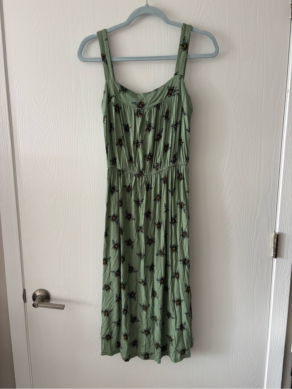Modcloth Sage Green Floral Bee-Print Sundress